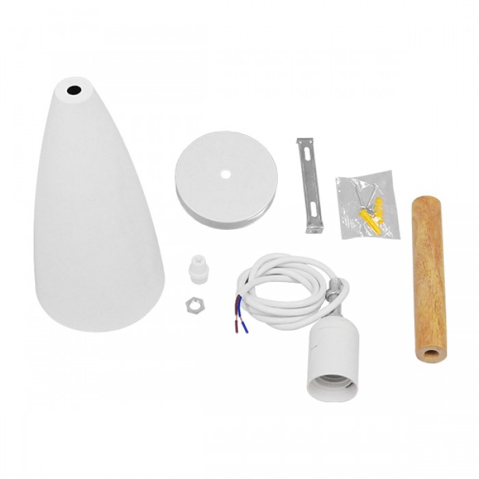 GloboStar® DILLON 00876 Μοντέρνο Κρεμαστό Φωτιστικό Οροφής Μονόφωτο 1 x E27 Λευκό Μεταλλικό Καμπάνα Φ11 x Υ36cm