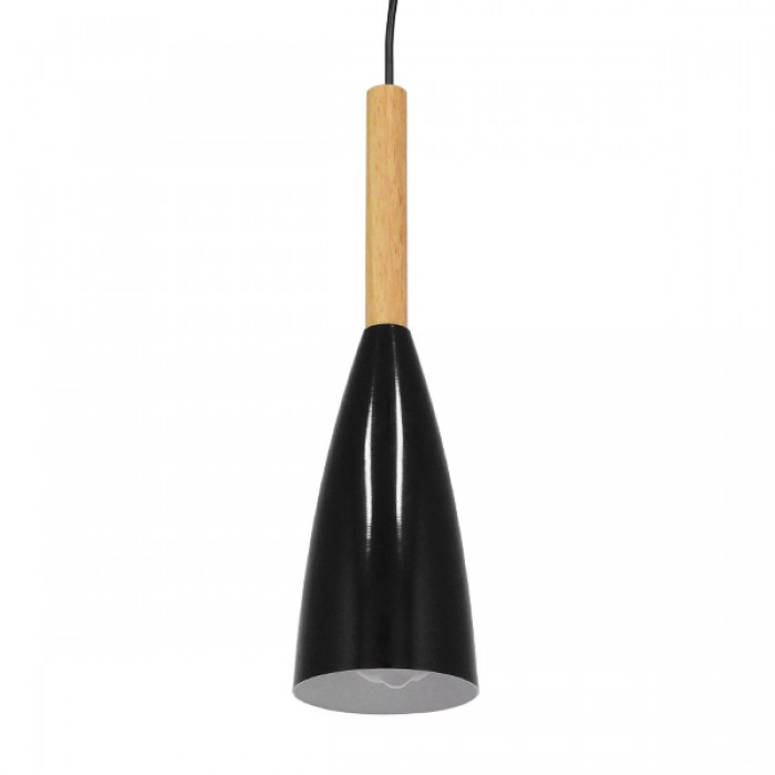 GloboStar® DILLON 00877 Μοντέρνο Κρεμαστό Φωτιστικό Οροφής Μονόφωτο 1 x E27 Μαύρο Μεταλλικό Καμπάνα Φ11 x Υ36cm