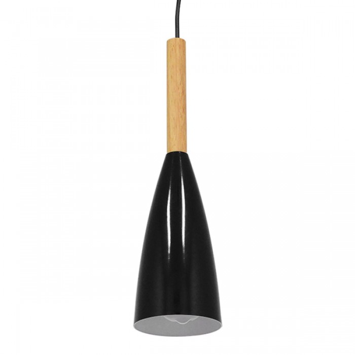 GloboStar® DILLON 00877 Μοντέρνο Κρεμαστό Φωτιστικό Οροφής Μονόφωτο 1 x E27 Μαύρο Μεταλλικό Καμπάνα Φ11 x Υ36cm