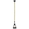 GloboStar® MASON 00881 Vintage Industrial Κρεμαστό Φωτιστικό Οροφής Μονόφωτο 1 x E27 Μαύρο με Μπεζ Σχοινί Φ15 x Y24cm