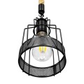 GloboStar® MASON 00881 Vintage Industrial Κρεμαστό Φωτιστικό Οροφής Μονόφωτο 1 x E27 Μαύρο με Μπεζ Σχοινί Φ15 x Y24cm