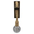 GloboStar® FLYN 00883 Vintage Φωτιστικό Τοίχου Απλίκα Μονόφωτο Καφέ Σκούρο Ξύλινο με Σχοινί Μ7 x Π19 x Υ28cm