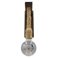 GloboStar® FLYN 00883 Vintage Φωτιστικό Τοίχου Απλίκα Μονόφωτο Καφέ Σκούρο Ξύλινο με Σχοινί Μ7 x Π19 x Υ28cm
