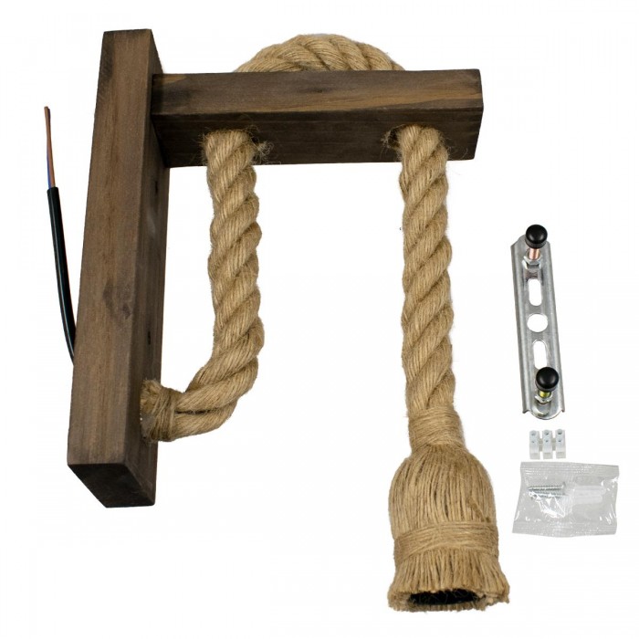 GloboStar® FLYN 00883 Vintage Φωτιστικό Τοίχου Απλίκα Μονόφωτο Καφέ Σκούρο Ξύλινο με Σχοινί Μ7 x Π19 x Υ28cm GloboStar® FLYN 00883 Vintage Φωτιστικό Τοίχου Απλίκα Μονόφωτο Καφέ Σκούρο Ξύλινο με Σχοινί Μ7 x Π19 x Υ28cm