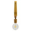 GloboStar® NOVO 00885 Vintage Φωτιστικό Τοίχου Απλίκα Μονόφωτο Μπεζ Ξύλινο με Σχοινί Μ7 x Π27 x Υ29-65cm