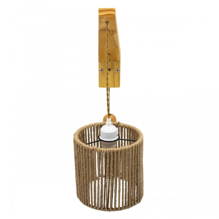 GloboStar® CASTI 00886 Vintage Φωτιστικό Τοίχου Απλίκα Μονόφωτο Μπεζ Ξύλινο με Σχοινί και Καπέλο Φ19 x Μ19 x Π35 x Υ30-85cm GloboStar® CASTI 00886 Vintage Φωτιστικό Τοίχου Απλίκα Μονόφωτο Μπεζ Ξύλινο με Σχοινί και Καπέλο Φ19 x Μ19 x Π35 x Υ30-85cm