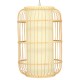 GloboStar® DE PARIS 00893 Vintage Κρεμαστό Φωτιστικό Οροφής Μονόφωτο 1 x E27 Μπεζ Ξύλινο Μπαμπού Φ25 x Υ42cm