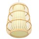 GloboStar® DE PARIS 00893 Vintage Κρεμαστό Φωτιστικό Οροφής Μονόφωτο 1 x E27 Μπεζ Ξύλινο Μπαμπού Φ25 x Υ42cm