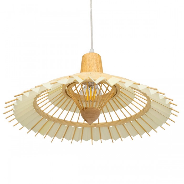 GloboStar® VENTALIA 00897 Vintage Κρεμαστό Φωτιστικό Οροφής Μονόφωτο 1 x E27 Μπεζ Ξύλινο Μπαμπού Φ40 x Y22cm GloboStar® VENTALIA 00897 Vintage Κρεμαστό Φωτιστικό Οροφής Μονόφωτο 1 x E27 Μπεζ Ξύλινο Μπαμπού Φ40 x Y22cm