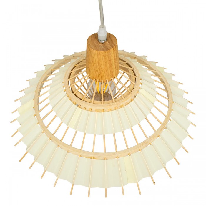 GloboStar® VENTALIA 00897 Vintage Κρεμαστό Φωτιστικό Οροφής Μονόφωτο 1 x E27 Μπεζ Ξύλινο Μπαμπού Φ40 x Y22cm GloboStar® VENTALIA 00897 Vintage Κρεμαστό Φωτιστικό Οροφής Μονόφωτο 1 x E27 Μπεζ Ξύλινο Μπαμπού Φ40 x Y22cm