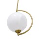 GloboStar® ISLA 00898 Μοντέρνο Κρεμαστό Φωτιστικό Οροφής Μονόφωτο Λευκό Glossy με Χρυσό Βραχίονα Μεταλλικό Φ20 x Y33cm