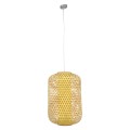 GloboStar® MAURITIUS 00901 Vintage Κρεμαστό Φωτιστικό Οροφής Μονόφωτο 1 x E27 Καφέ Ξύλινο Μπαμπού Φ40 x Y63cm