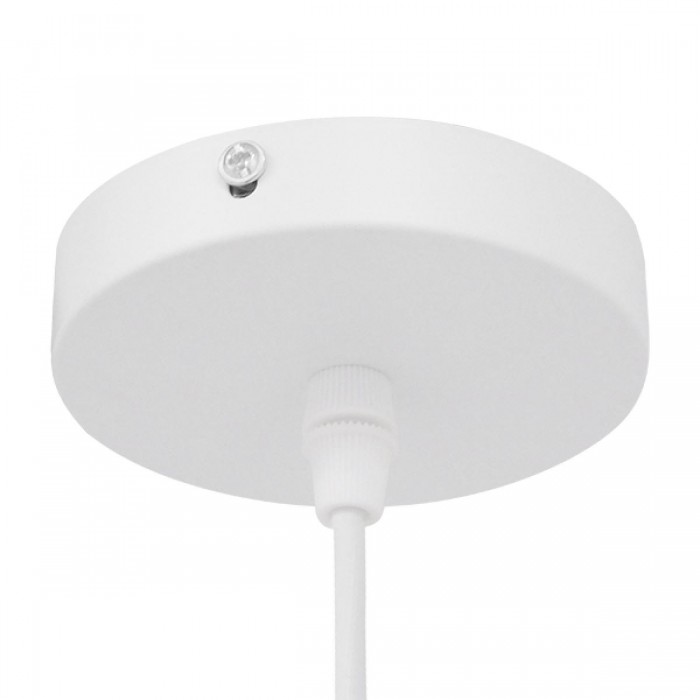 GloboStar® SHADE 00907 Μοντέρνο Κρεμαστό Φωτιστικό Οροφής Μονόφωτο 1 x E27 Λευκό Μεταλλικό με Ξύλο Καμπάνα Φ23 x Υ22cm