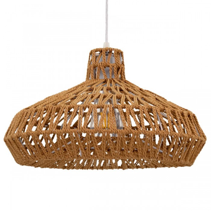 GloboStar® RAYNE 00910 Vintage Κρεμαστό Φωτιστικό Οροφής Μονόφωτο 1 x E27 Πλέγμα με Ανοιχτό Καφέ Σχοινί Φ38 x Y24cm GloboStar® RAYNE 00910 Vintage Κρεμαστό Φωτιστικό Οροφής Μονόφωτο 1 x E27 Πλέγμα με Ανοιχτό Καφέ Σχοινί Φ38 x Y24cm