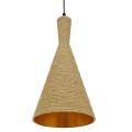 GloboStar® SHANGHAI ROPE 00918 Μοντέρνο Κρεμαστό Φωτιστικό Οροφής Μονόφωτο 1 x E27 με Μπεζ Σχοινί Καμπάνα Φ20 x Υ39cm