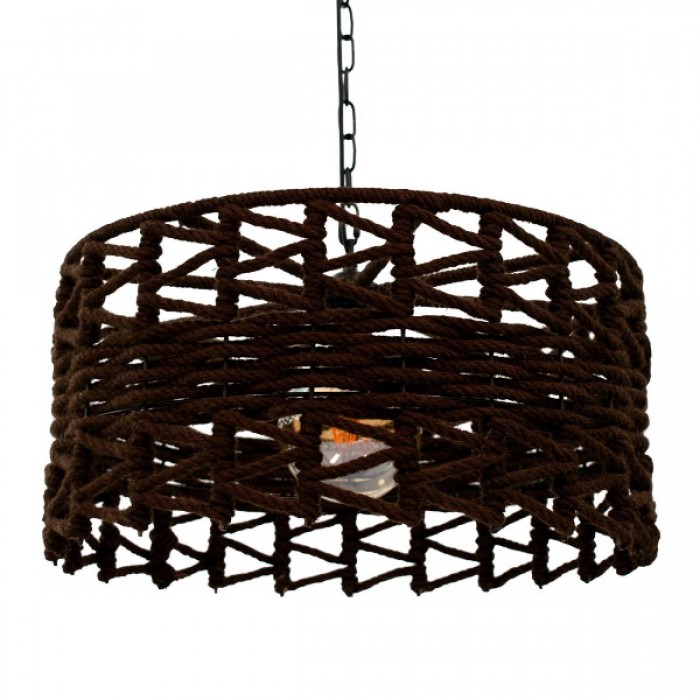 GloboStar® VERA 00920 Vintage Κρεμαστό Φωτιστικό Οροφής Μονόφωτο 1 x E27 Πλέγμα με Σκούρο Καφέ Σχοινί Φ50 x Y30cm GloboStar® VERA 00920 Vintage Κρεμαστό Φωτιστικό Οροφής Μονόφωτο 1 x E27 Πλέγμα με Σκούρο Καφέ Σχοινί Φ50 x Y30cm