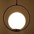 GloboStar® MADRID 00931 Μοντέρνο Κρεμαστό Φωτιστικό Οροφής Μονόφωτο 1 x E27 Μαύρο Μεταλλικό Γυάλινο Μπάλα Μ30 x Π20 x Υ30cm
