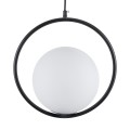 GloboStar® MADRID 00931 Μοντέρνο Κρεμαστό Φωτιστικό Οροφής Μονόφωτο 1 x E27 Μαύρο Μεταλλικό Γυάλινο Μπάλα Μ30 x Π20 x Υ30cm