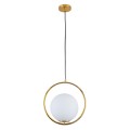 GloboStar® MADRID 00932 Μοντέρνο Κρεμαστό Φωτιστικό Οροφής Μονόφωτο 1 x E27 Χρυσό Μεταλλικό Γυάλινο Μπάλα Μ30 x Π20 x Υ30cm