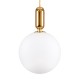 GloboStar® MAVERICK 00940 Μοντέρνο Κρεμαστό Φωτιστικό Οροφής Μονόφωτο 1 x E27 Χρυσό Μεταλλικό Γυάλινο Μπάλα Φ30 x Υ48cm