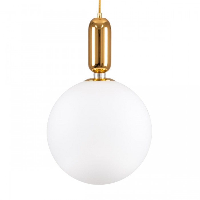 GloboStar® MAVERICK 00940 Μοντέρνο Κρεμαστό Φωτιστικό Οροφής Μονόφωτο 1 x E27 Χρυσό Μεταλλικό Γυάλινο Μπάλα Φ30 x Υ48cm
