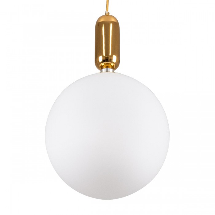 GloboStar® MAVERICK 00940 Μοντέρνο Κρεμαστό Φωτιστικό Οροφής Μονόφωτο 1 x E27 Χρυσό Μεταλλικό Γυάλινο Μπάλα Φ30 x Υ48cm