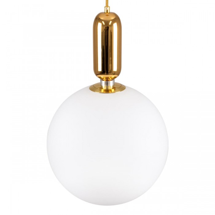 GloboStar® MAVERICK 00940 Μοντέρνο Κρεμαστό Φωτιστικό Οροφής Μονόφωτο 1 x E27 Χρυσό Μεταλλικό Γυάλινο Μπάλα Φ30 x Υ48cm