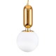 GloboStar® MAVERICK 00943 Μοντέρνο Κρεμαστό Φωτιστικό Οροφής Μονόφωτο 1 x E27 Χρυσό Μεταλλικό Γυάλινο Μπάλα Φ15 x Υ33cm