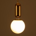 GloboStar® MAVERICK 00943 Μοντέρνο Κρεμαστό Φωτιστικό Οροφής Μονόφωτο 1 x E27 Χρυσό Μεταλλικό Γυάλινο Μπάλα Φ15 x Υ33cm