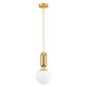 GloboStar® MAVERICK 00943 Μοντέρνο Κρεμαστό Φωτιστικό Οροφής Μονόφωτο 1 x E27 Χρυσό Μεταλλικό Γυάλινο Μπάλα Φ15 x Υ33cm
