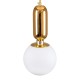 GloboStar® MAVERICK 00943 Μοντέρνο Κρεμαστό Φωτιστικό Οροφής Μονόφωτο 1 x E27 Χρυσό Μεταλλικό Γυάλινο Μπάλα Φ15 x Υ33cm