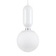 GloboStar® MAVERICK 00944 Μοντέρνο Κρεμαστό Φωτιστικό Οροφής Μονόφωτο 1 x E27 Λευκό Μεταλλικό Γυάλινο Μπάλα Φ15 x Υ33cm