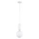 GloboStar® MAVERICK 00944 Μοντέρνο Κρεμαστό Φωτιστικό Οροφής Μονόφωτο 1 x E27 Λευκό Μεταλλικό Γυάλινο Μπάλα Φ15 x Υ33cm
