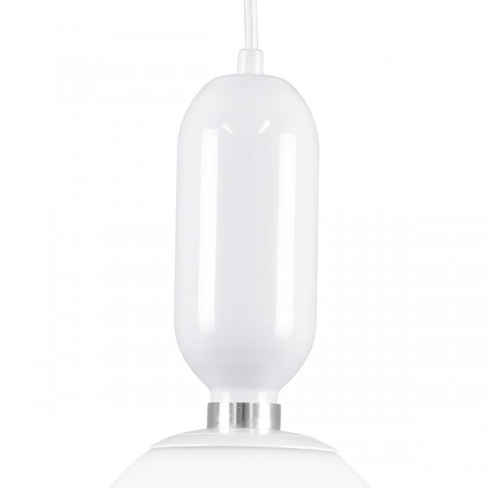 GloboStar® MAVERICK 00944 Μοντέρνο Κρεμαστό Φωτιστικό Οροφής Μονόφωτο 1 x E27 Λευκό Μεταλλικό Γυάλινο Μπάλα Φ15 x Υ33cm