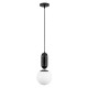 GloboStar® MAVERICK 00945 Μοντέρνο Κρεμαστό Φωτιστικό Οροφής Μονόφωτο 1 x E27 Μαύρο Μεταλλικό Γυάλινο Μπάλα Φ15 x Υ33cm