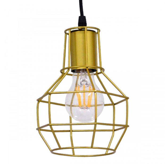 GloboStar® CAGE 00950 Vintage Industrial Κρεμαστό Φωτιστικό Οροφής Μονόφωτο 1 x E27 Χρυσό Μεταλλικό Πλέγμα Φ15 x Y22cm GloboStar® CAGE 00950 Vintage Industrial Κρεμαστό Φωτιστικό Οροφής Μονόφωτο 1 x E27 Χρυσό Μεταλλικό Πλέγμα Φ15 x Y22cm