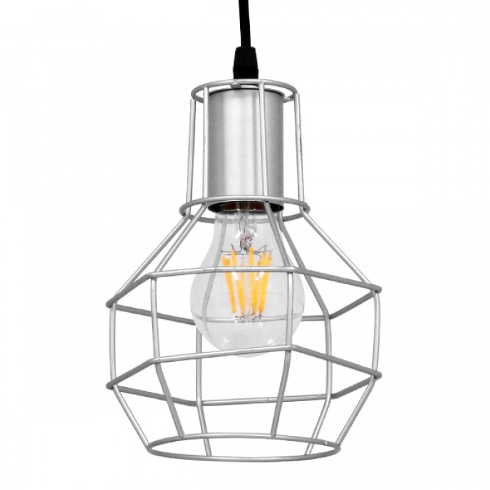 GloboStar® CAGE 00951 Vintage Industrial Κρεμαστό Φωτιστικό Οροφής Μονόφωτο 1 x E27 Ασημί Μεταλλικό Πλέγμα Φ15 x Y22cm GloboStar® CAGE 00951 Vintage Industrial Κρεμαστό Φωτιστικό Οροφής Μονόφωτο 1 x E27 Ασημί Μεταλλικό Πλέγμα Φ15 x Y22cm