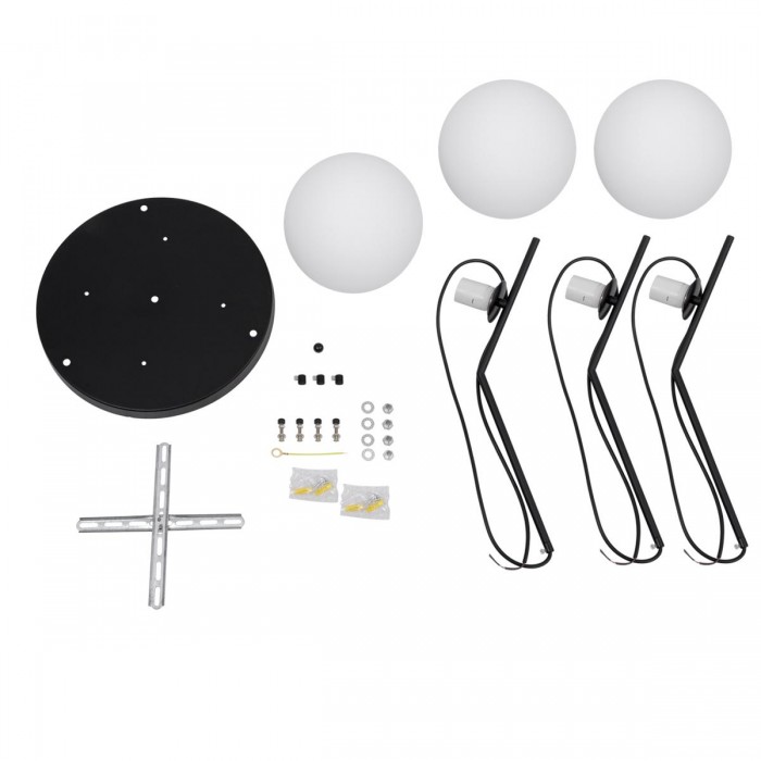 GloboStar® MONROE 00952 Μοντέρνο Κρεμαστό Φωτιστικό Οροφής Τρίφωτο 3 x E27 Μαύρο - Λευκό Μεταλλικό Μπάλα Φ60 x Υ50cm