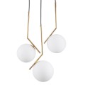 GloboStar® MONROE 00953 Μοντέρνο Κρεμαστό Φωτιστικό Οροφής Τρίφωτο 3 x E27 Χρυσό - Λευκό Μεταλλικό Μπάλα Φ60 x Υ50cm