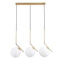 GloboStar® MONROE 00955 Μοντέρνο Κρεμαστό Φωτιστικό Οροφής Τρίφωτο 3 x E27 Χρυσό - Λευκό Μεταλλικό Μπάλα Μ74 x Π25 x Υ50cm