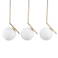 GloboStar® MONROE 00955 Μοντέρνο Κρεμαστό Φωτιστικό Οροφής Τρίφωτο 3 x E27 Χρυσό - Λευκό Μεταλλικό Μπάλα Μ74 x Π25 x Υ50cm