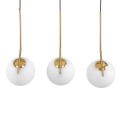 GloboStar® MONROE 00955 Μοντέρνο Κρεμαστό Φωτιστικό Οροφής Τρίφωτο 3 x E27 Χρυσό - Λευκό Μεταλλικό Μπάλα Μ74 x Π25 x Υ50cm