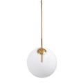 GloboStar® MONROE 00956 Μοντέρνο Κρεμαστό Φωτιστικό Οροφής Μονόφωτο 1 x E27 Χρυσό - Λευκό Μεταλλικό Μπάλα Φ30 x Υ75cm