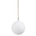 GloboStar® MONROE 00956 Μοντέρνο Κρεμαστό Φωτιστικό Οροφής Μονόφωτο 1 x E27 Χρυσό - Λευκό Μεταλλικό Μπάλα Φ30 x Υ75cm