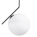 GloboStar® MONROE 00957 Μοντέρνο Κρεμαστό Φωτιστικό Οροφής Μονόφωτο 1 x E27 Μαύρο - Λευκό Μεταλλικό Μπάλα Φ30 x Υ75cm