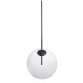 GloboStar® MONROE 00957 Μοντέρνο Κρεμαστό Φωτιστικό Οροφής Μονόφωτο 1 x E27 Μαύρο - Λευκό Μεταλλικό Μπάλα Φ30 x Υ75cm