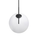 GloboStar® MONROE 00957 Μοντέρνο Κρεμαστό Φωτιστικό Οροφής Μονόφωτο 1 x E27 Μαύρο - Λευκό Μεταλλικό Μπάλα Φ30 x Υ75cm