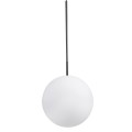 GloboStar® MONROE 00957 Μοντέρνο Κρεμαστό Φωτιστικό Οροφής Μονόφωτο 1 x E27 Μαύρο - Λευκό Μεταλλικό Μπάλα Φ30 x Υ75cm