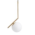 GloboStar® MONROE 00958 Μοντέρνο Κρεμαστό Φωτιστικό Οροφής Μονόφωτο 1 x E27 Χρυσό - Λευκό Μεταλλικό Μπάλα Φ15 x Υ49cm