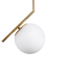 GloboStar® MONROE 00958 Μοντέρνο Κρεμαστό Φωτιστικό Οροφής Μονόφωτο 1 x E27 Χρυσό - Λευκό Μεταλλικό Μπάλα Φ15 x Υ49cm